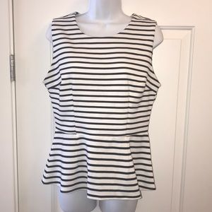 Women’s Apt. 9 Peplum White & black striped sleeveless top EUC